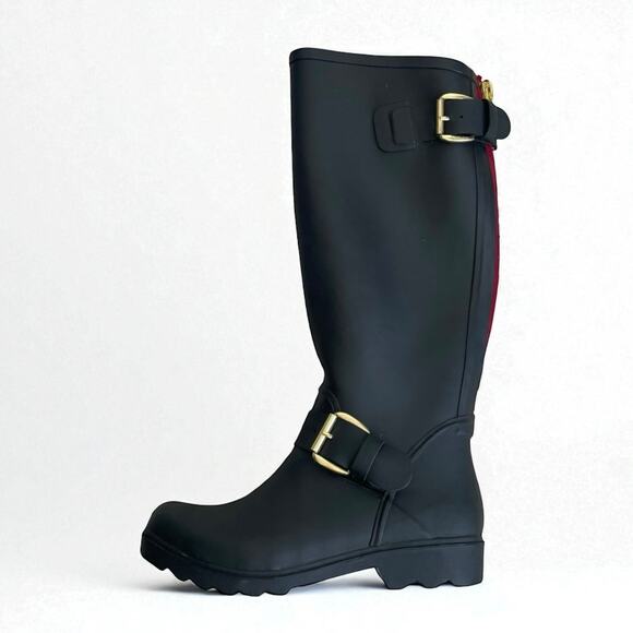 Steve Madden Dreench Black Rubber Knee High Rain Boots - Picture 1 of 9